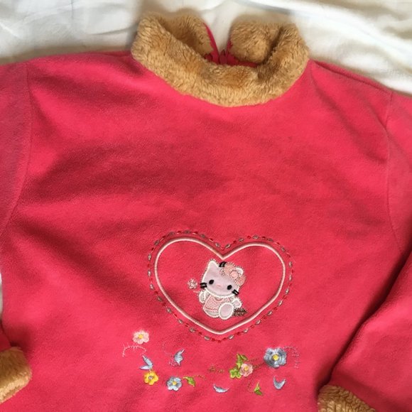 Hello Kitty Character Girl's Nightgown Dress Warm Fleece Pajamas Pink Vtg Sz 7 - Picture 5 of 10